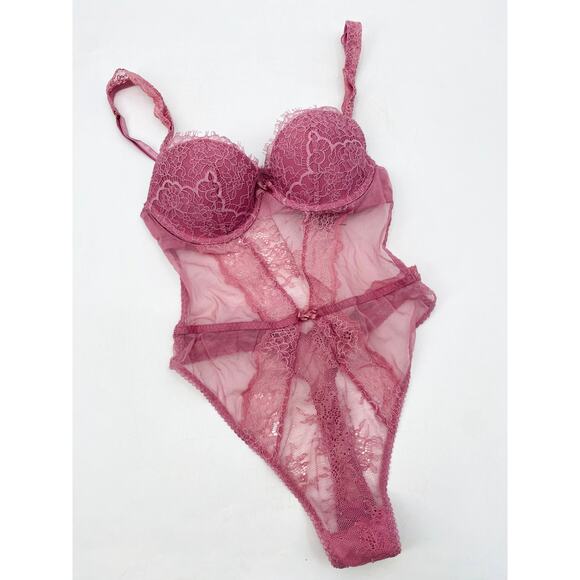 Victoria's Secret Pink Purple lace Lingerie Bodysuit